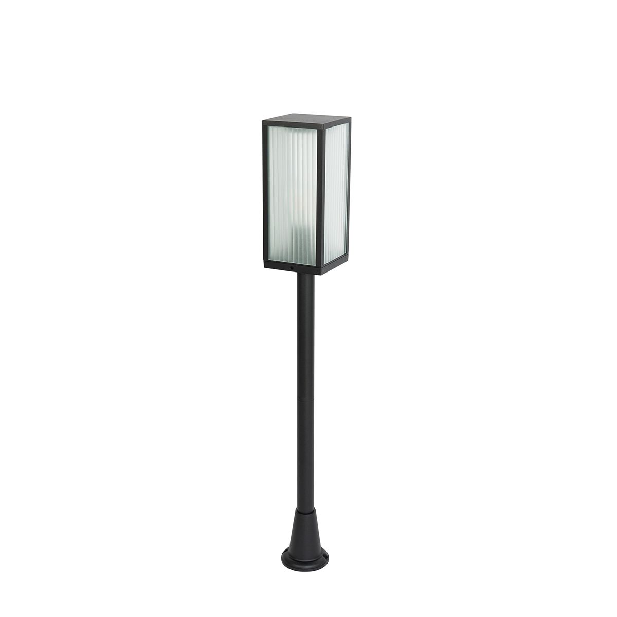Staande buitenlamp zwart met ribbel glas 100 cm IP44 - Charlois Ribbed