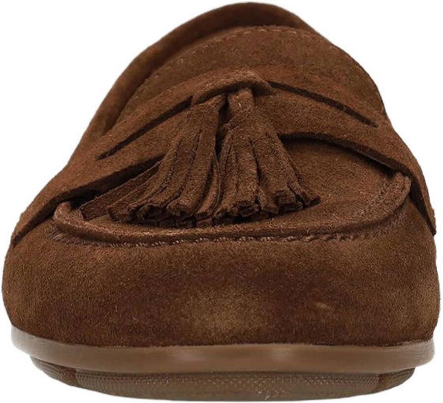 No Stress Dames Bruine suède loafers met franjes