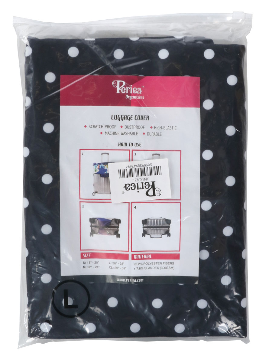 Housse de valise Periea Black with White Dots L