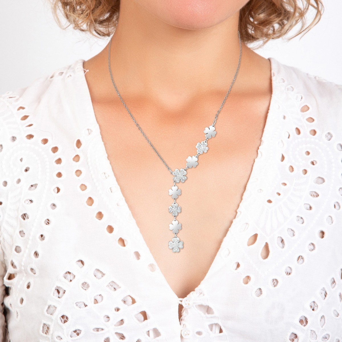 Collier trèfle SC Crystal orné de Cristaux scintillants