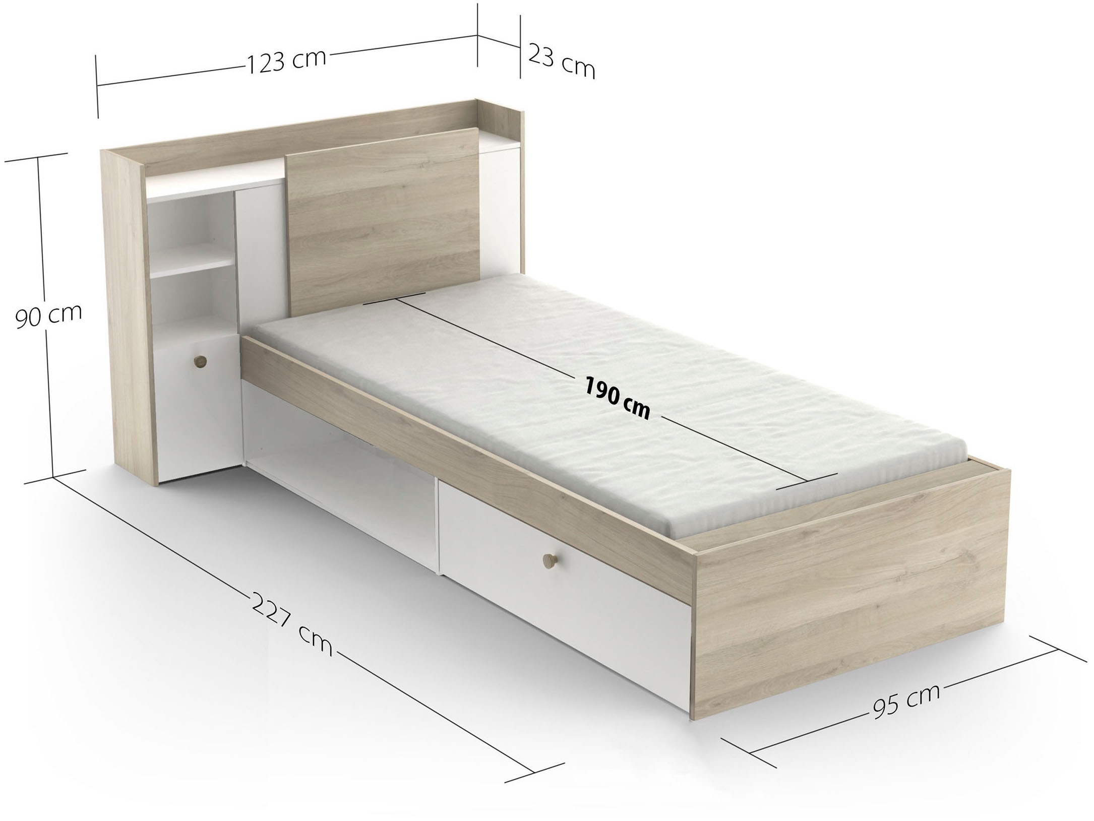 Demeyere GROUP Einzelbett »Life« ideal für kleine Räume, platzsparend, viel Stauraum