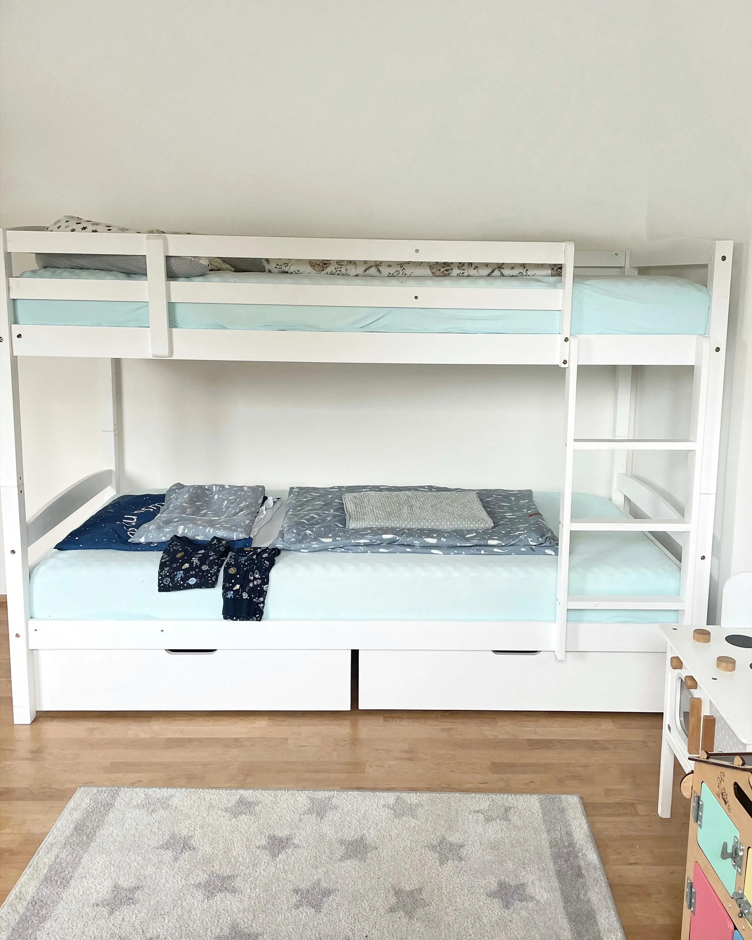 Hoogslaper met laden Dennenhout REGAT 90 x 200 cm Wit