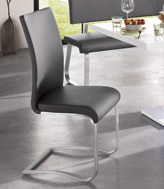 MCA furniture Freischwinger »Arco« (Set) 2 Stk.Stuhl mit Echtlederbezug, belastbar bis 130 Kg