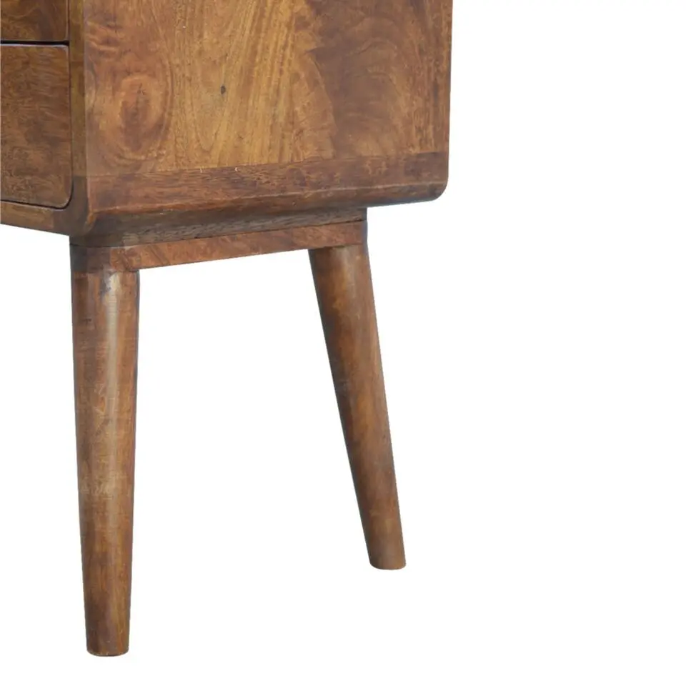 Artisan Furniture Massief Houten Gebogen Nachtkastje met Laden
