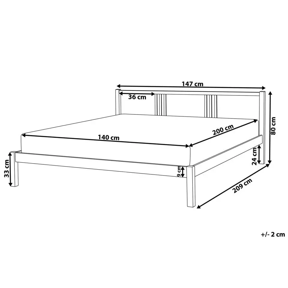 VANNES - Bed - Lichthout - 140 x 200 cm - Dennenhout