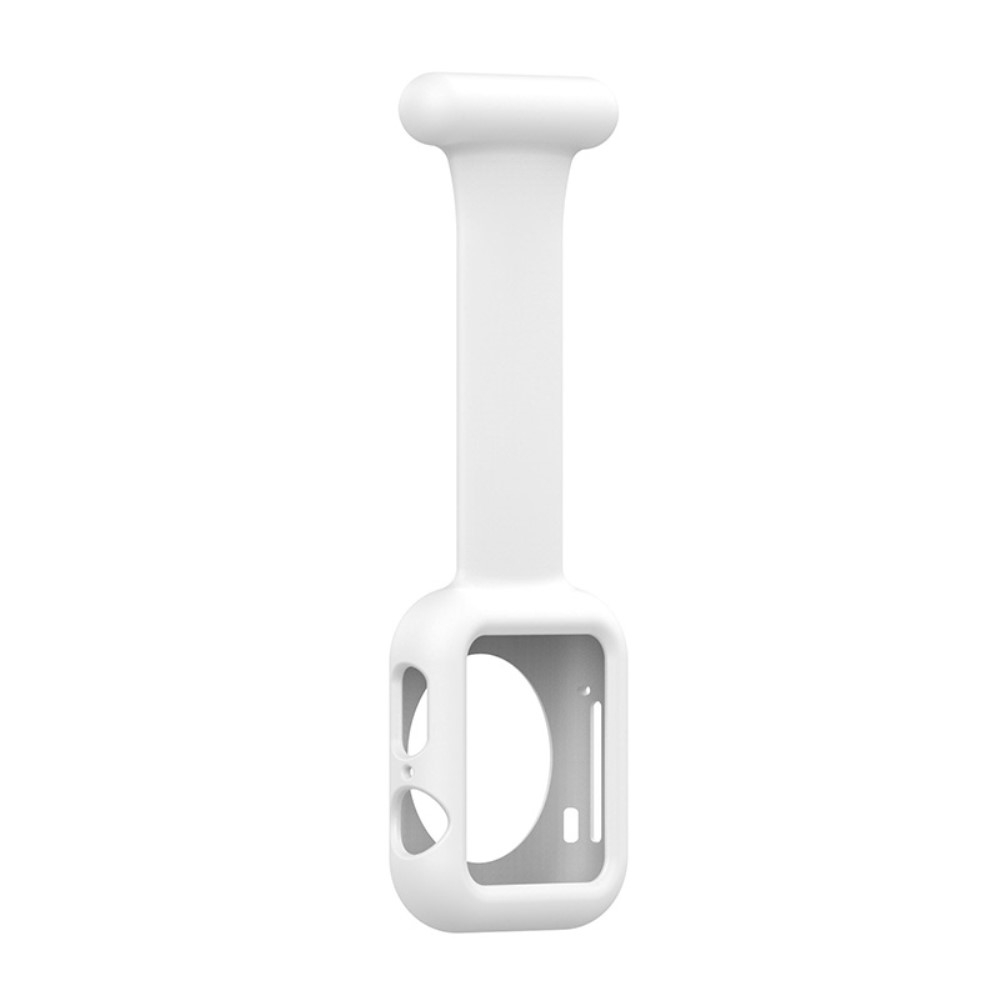 Apple Watch (49/46/45/44 mm) Silikon Uhren Schutzhülle Ansteck Halterung mit Sicherheitsnadel - Weiss