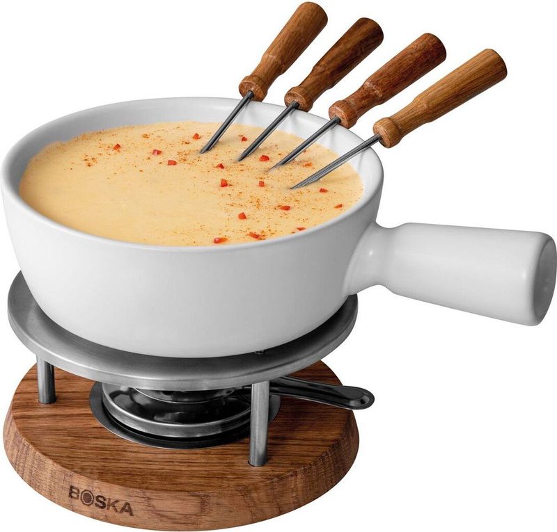 Boska Fondueset Bianco - Kaas Fondue - Wit - Vuurvaste Pan - 1,3 L