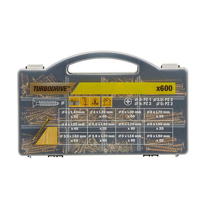 Vis à bois Turbodrive Premium pozidriv zinguée jaune 600 pièces
