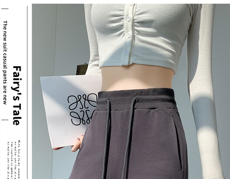 Malrowe - Hoge taille effen uitlopende broek