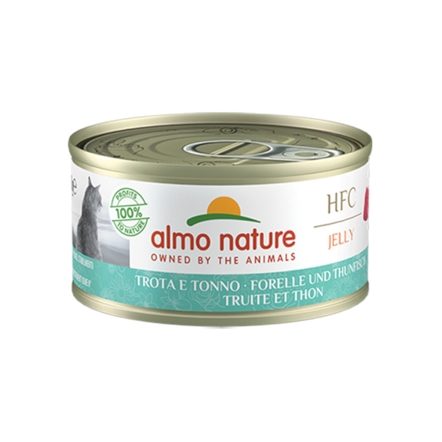 70g Almo Nature HFC Truta e Atum em Gelatina para gatos