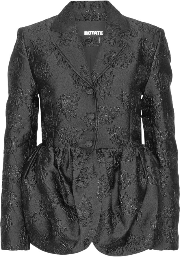 ROTATE Birger Christensen JACQUARD DRAPED BLAZER Black