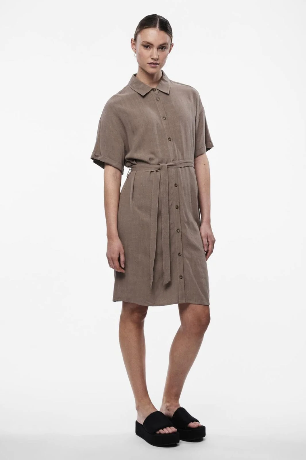 Pieces Pcvinsty Ss Linen Shirt Dress 4385139 fossil