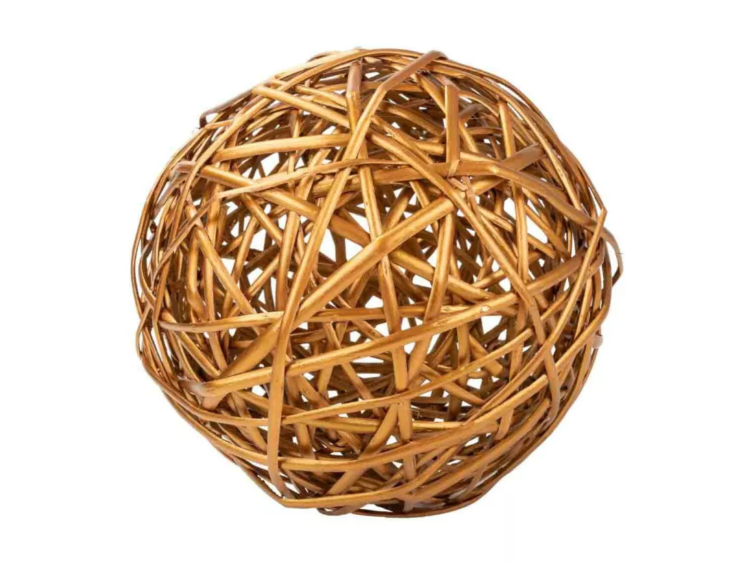 Décoration boule en osier cuivre d24