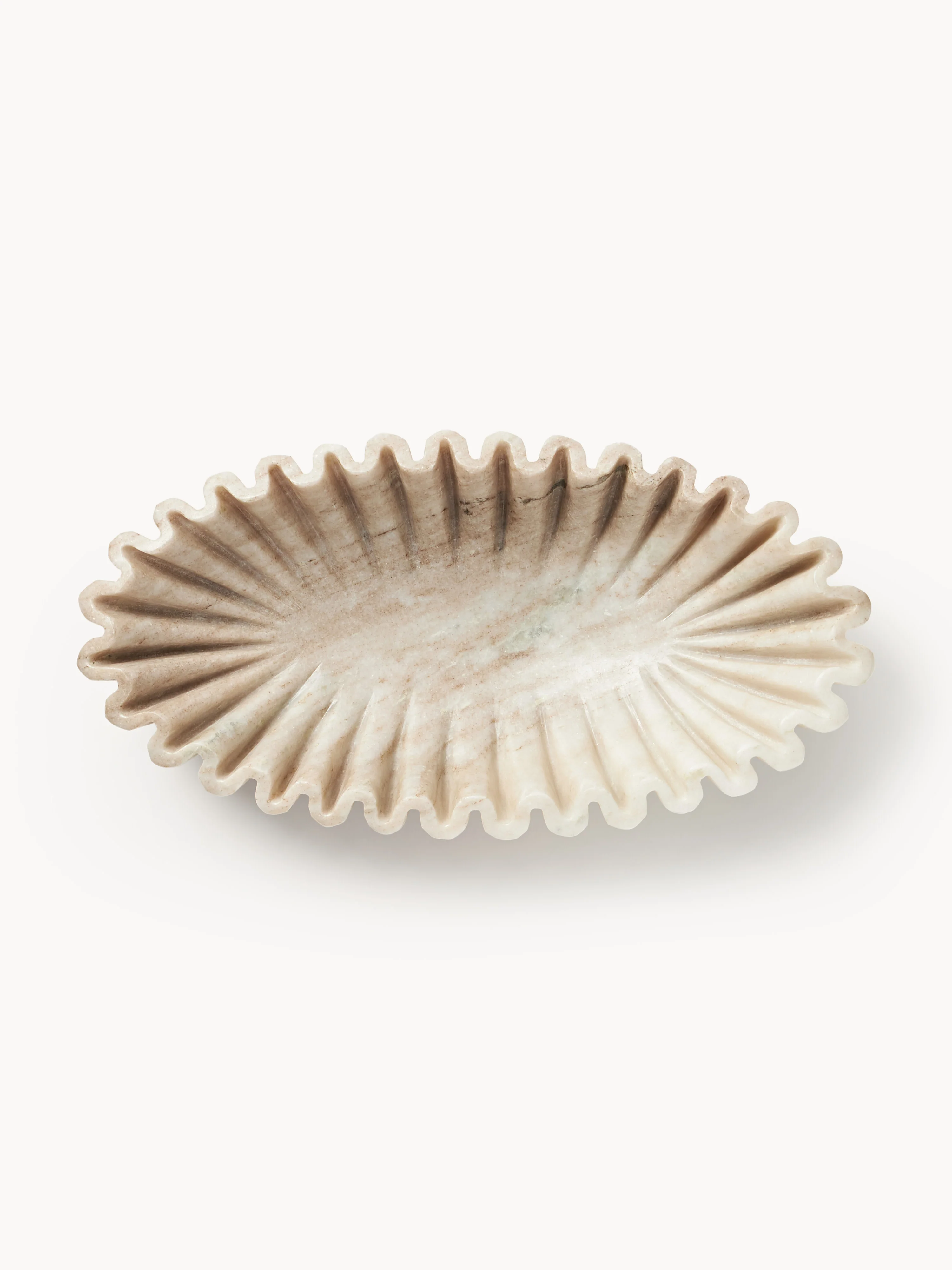 Handgemaakte ovale decoratieve schaal Santorini van marmer, B 35 cm
