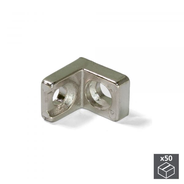 Emuca Esquadro de Uniao Móveis, 20,5 X 20,7 mm, 2 Furos, Zamak, Niquelado, 50 Ud. - 4020907