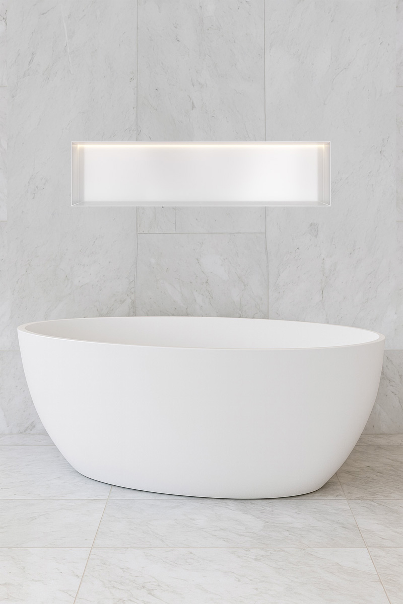 Hotbath &More frameless inbouwnis met verlichting 30x120x10cm wit mat