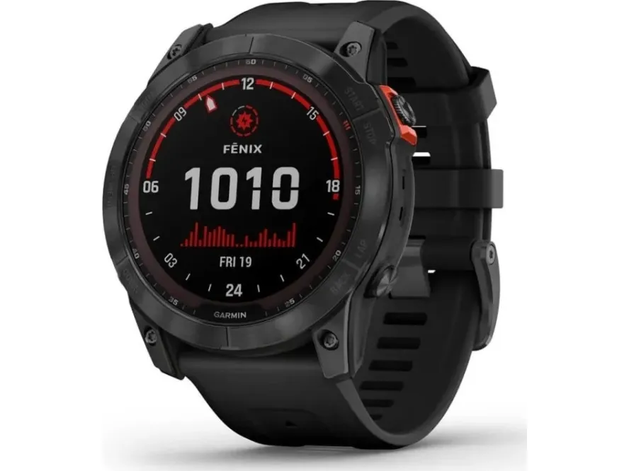 Garmin fenix 7X Solar - 51 mm - skifergrå - sportsur med bånd - silikone - sort - håndledsstørrelse: 127-210 mm - display 1.4