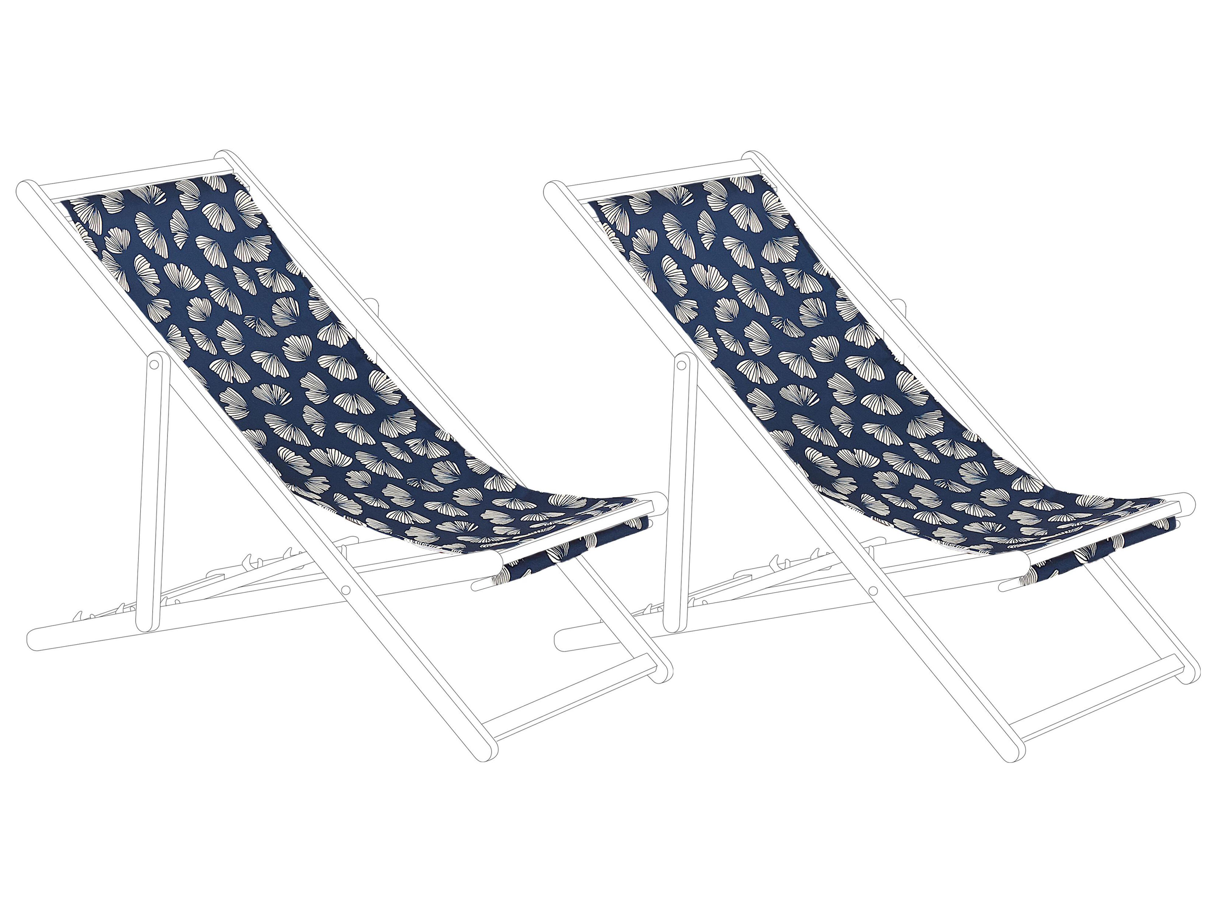 Set van 2 vervangingshoezen voor ligstoel ANZIO/AVELLINO 113 x 44 cm Marineblauw