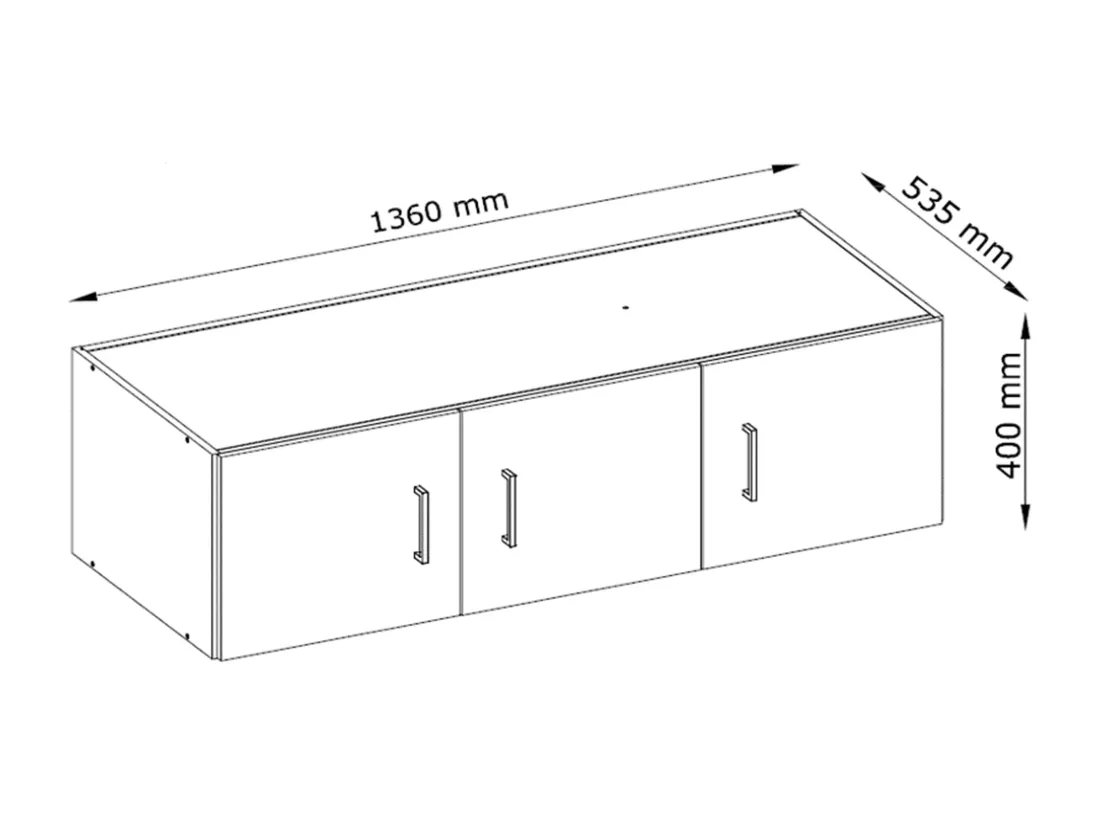 Armoire 3 portes et 6 tiroirs - L136 cm - Blanc + Réhausse - BELOMY