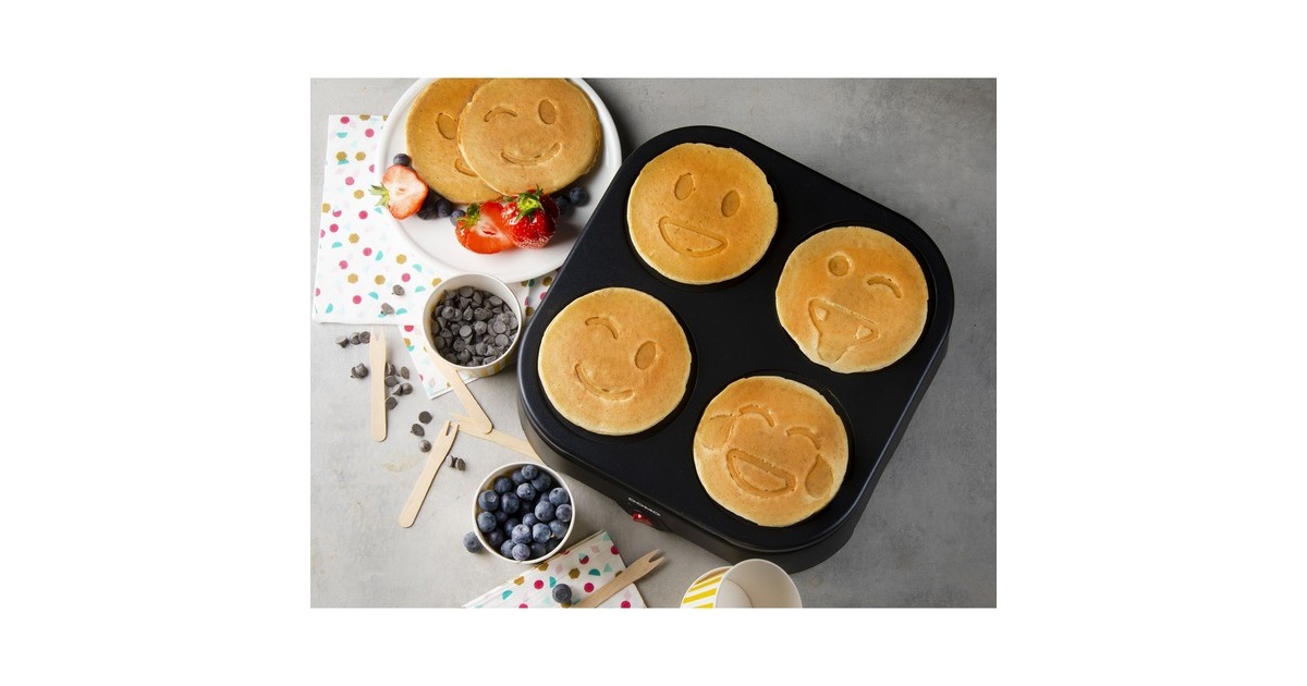 DomoPannenkoekenplaat 'Emoji party' DO8718P pannenkoekmaker  (Zwart)