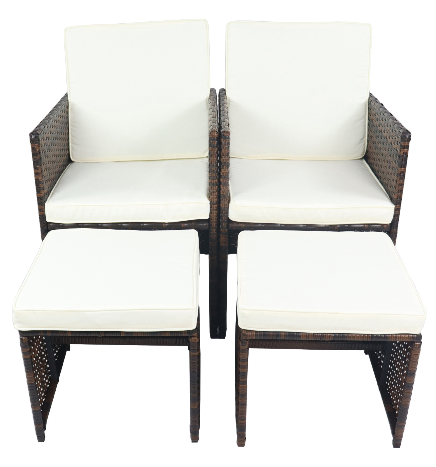 4-teiliges Gartenstuhl-Set RALOSO - braun - mit Hocker - Rattan