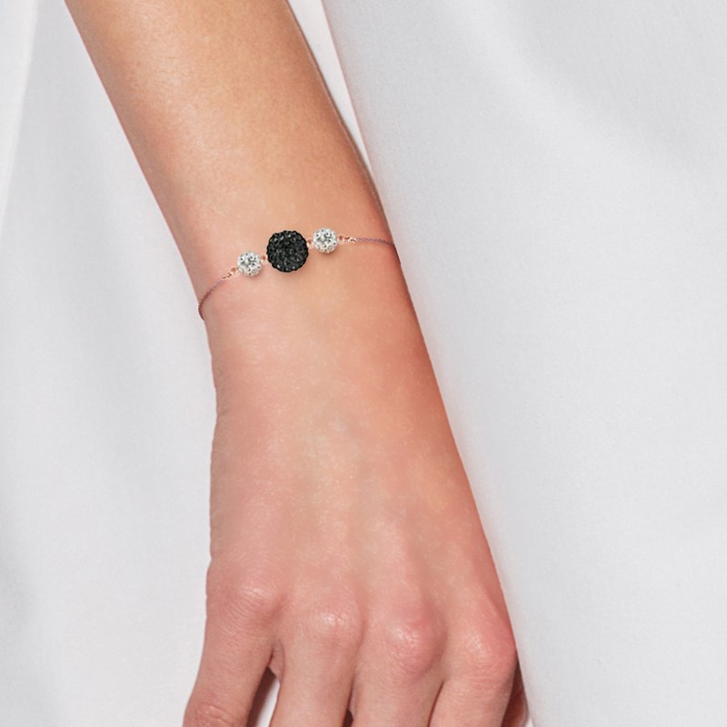 Bracelet trilogie - Cristal blanc/noir - Argent 925