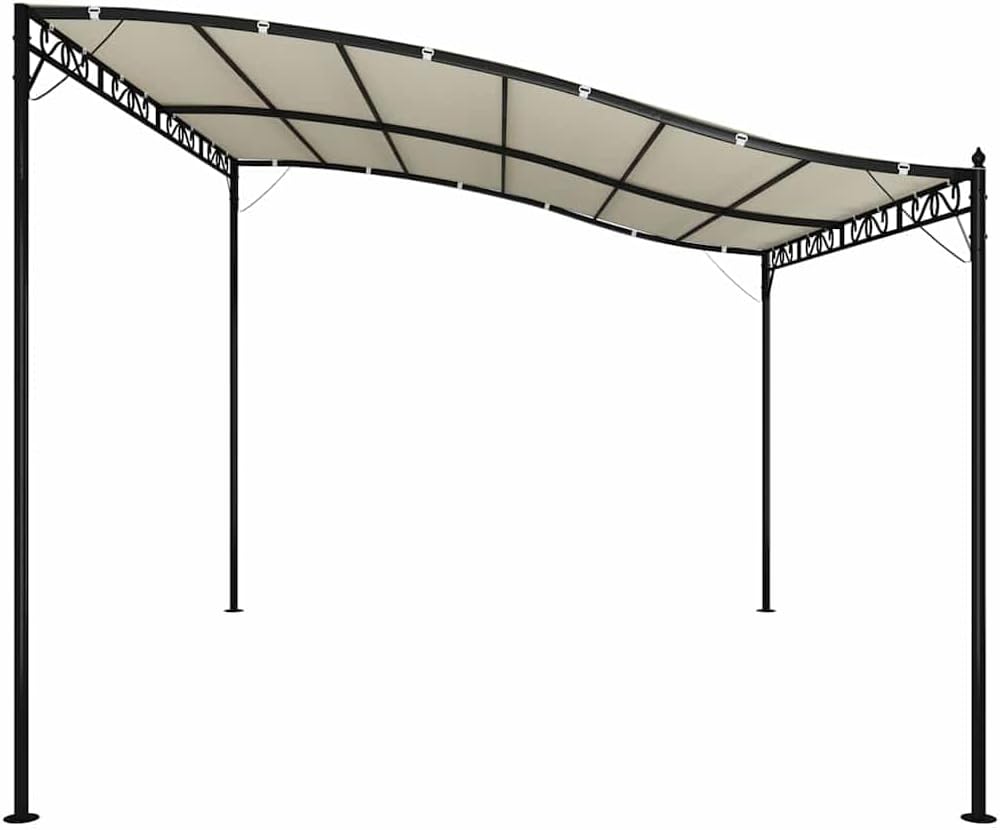 vidaXL Markise, Sonnenmarkise Wasserfest UV-Schutz, Balkonmarkise Sonnenschutz mit Stahlrahmen, Regenschutz Überdachung Terrasse, Creme 4x3 m 180 g/m² Stoff Stahl