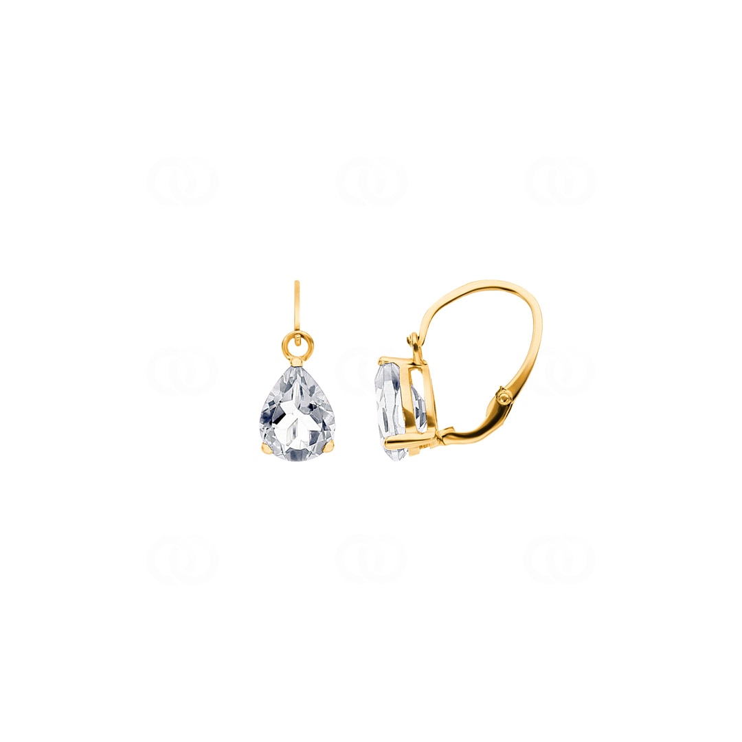 Ohrringe 750/18 K Gelbgold mit Zirkonia Tropfen