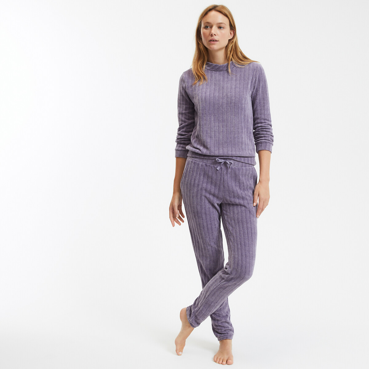SO'HOME<br>Pijama de veludo canelado liso