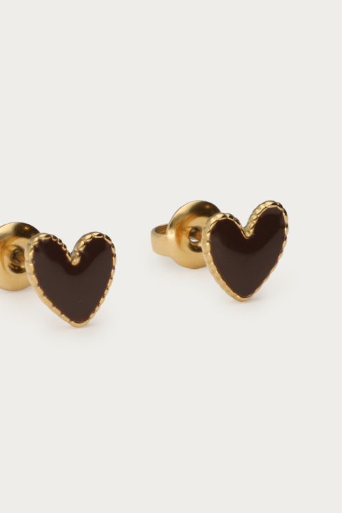 Studs met bruine hartjes