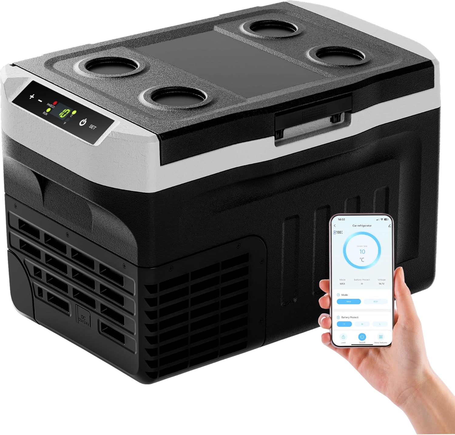 EUHOMY 21L Kompressor Kühlbox -20℃~20℃, 12V Auto-Kühlschrank, Tragbarer Gefrierschrank 12/24V DC 220-240V AC, mit APP-Steuerung für Camping, Reisen, LKW, Haus