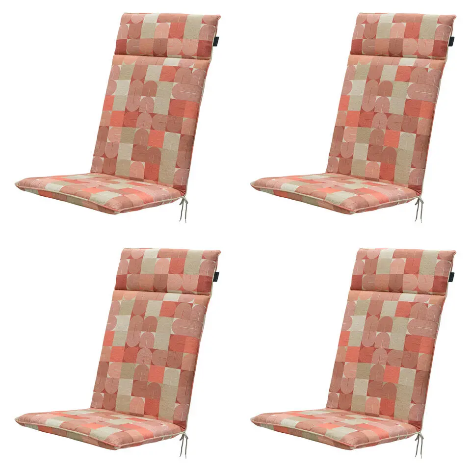 Madison - Tuinstoelkussen Hoge Rug Jacky terra - Ca. 120x50 cm - Set van 4