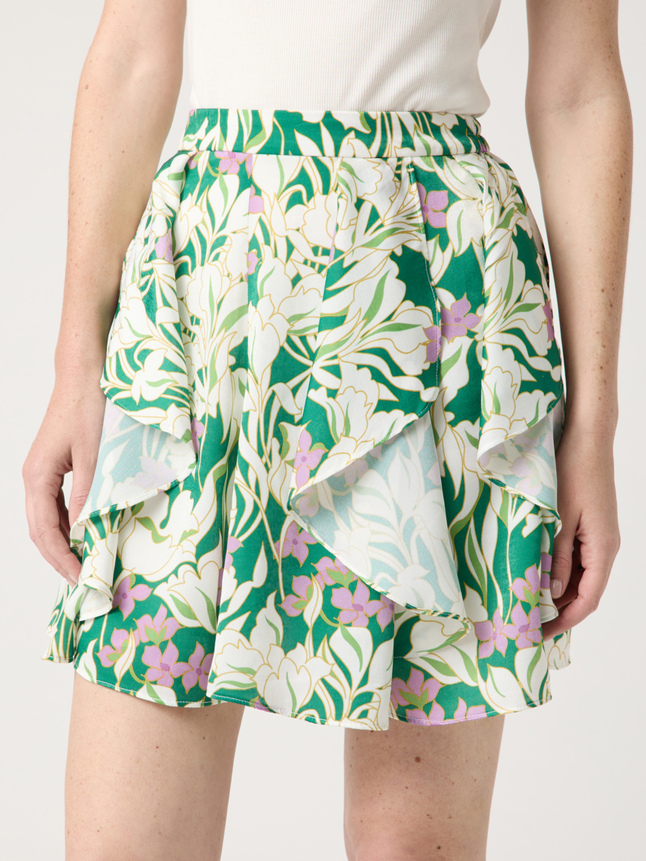 Jupe à volants motif floral