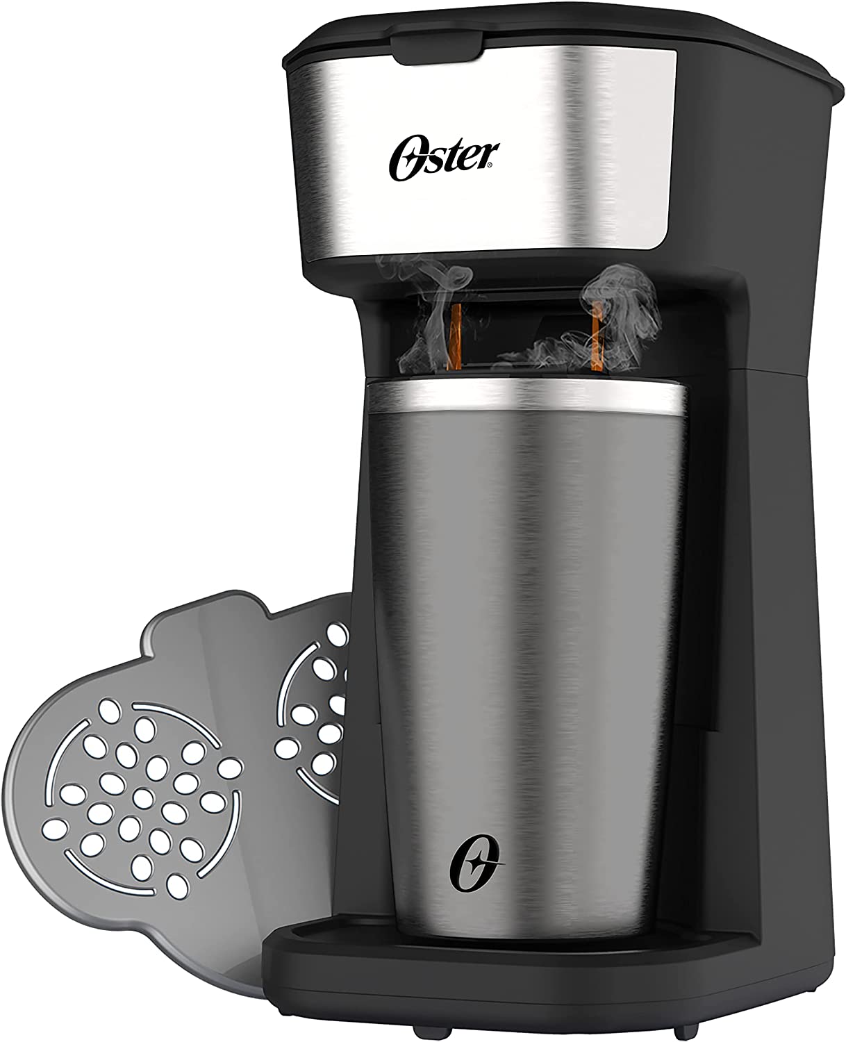 Cafeteira Oster 2Day Inox 2 em 1 com Copo T&eacute;rmico, 110V, Preto/Inox, 600W, OCAF200