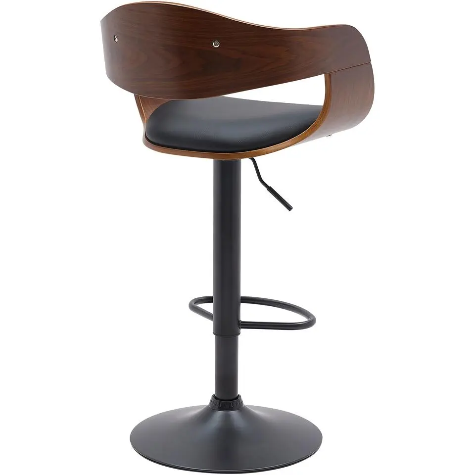CLP Barkruk Kingston mat zwart Frame - Kunstleer - walnoot/zwart