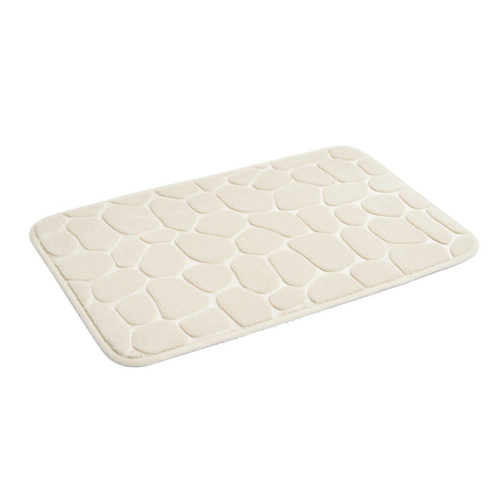 Tapis salle de bain motif galet beige 40x60cm