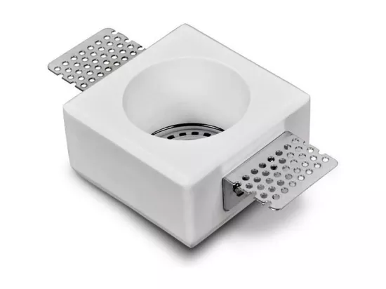 Collerette Downlight Intégration Plâtre pour Ampoule LED GU10/GU5.3 Coupe 83x83 mm UGR17 Blanc