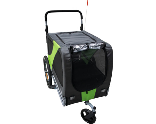 Karlie GO XL fietskar, ca. 144 x 74 x 84 cm, cabine ca. 90 x 56 x 63 cm, voor honden tot 45 kg, grijs/groen