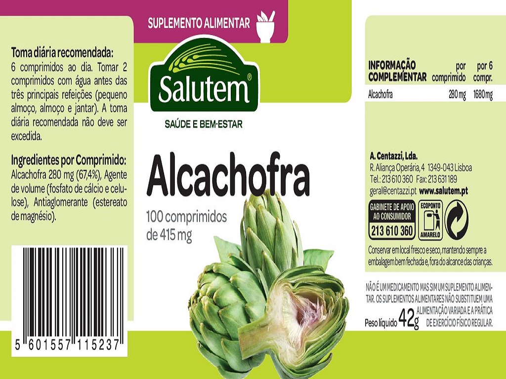 SUPLEMENTO SALUTEM ALCACHOFRA 100 COMPRIMIDOS