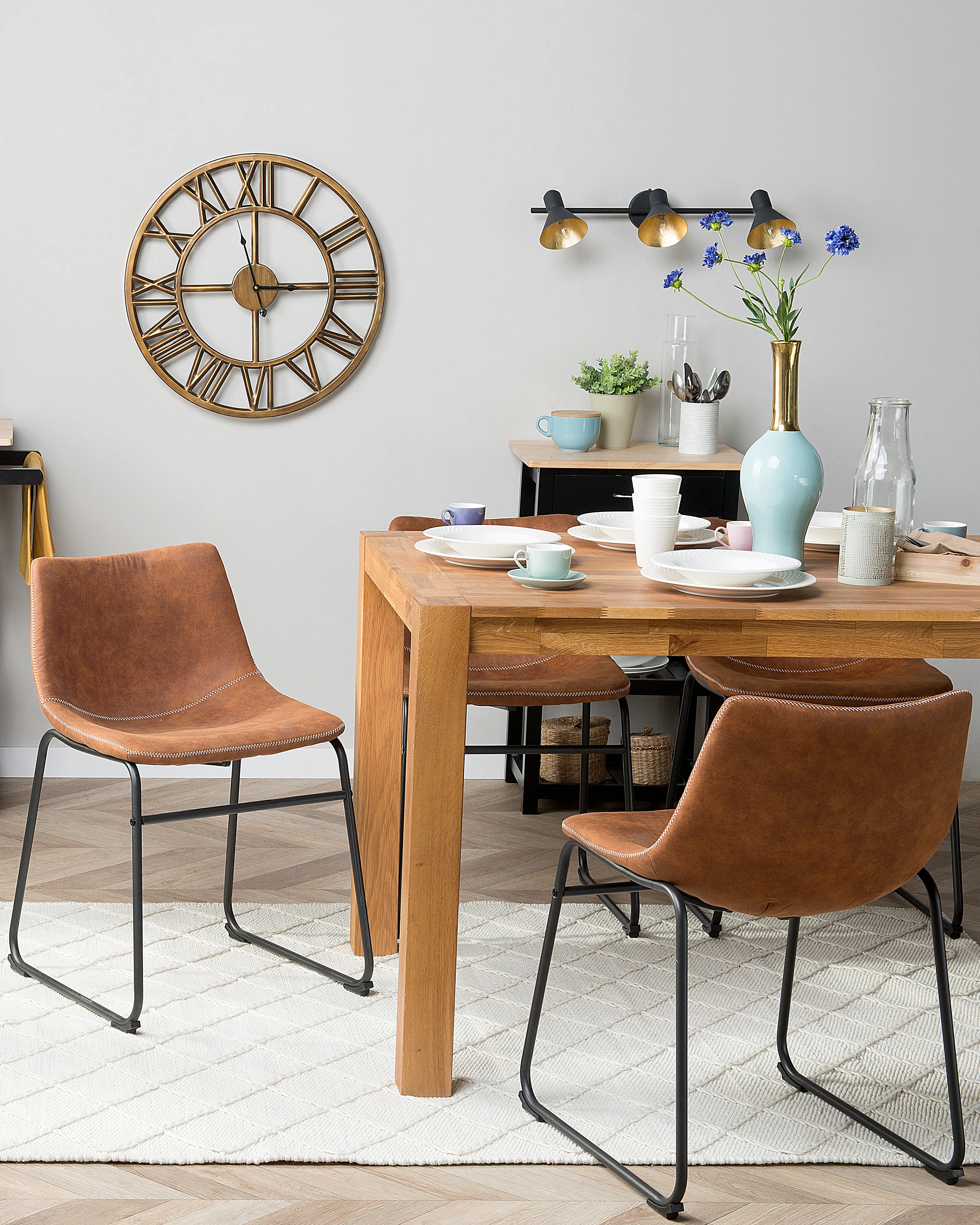 Set van 2 eetkamerstoelen BATAVIA Stof Goudbruin