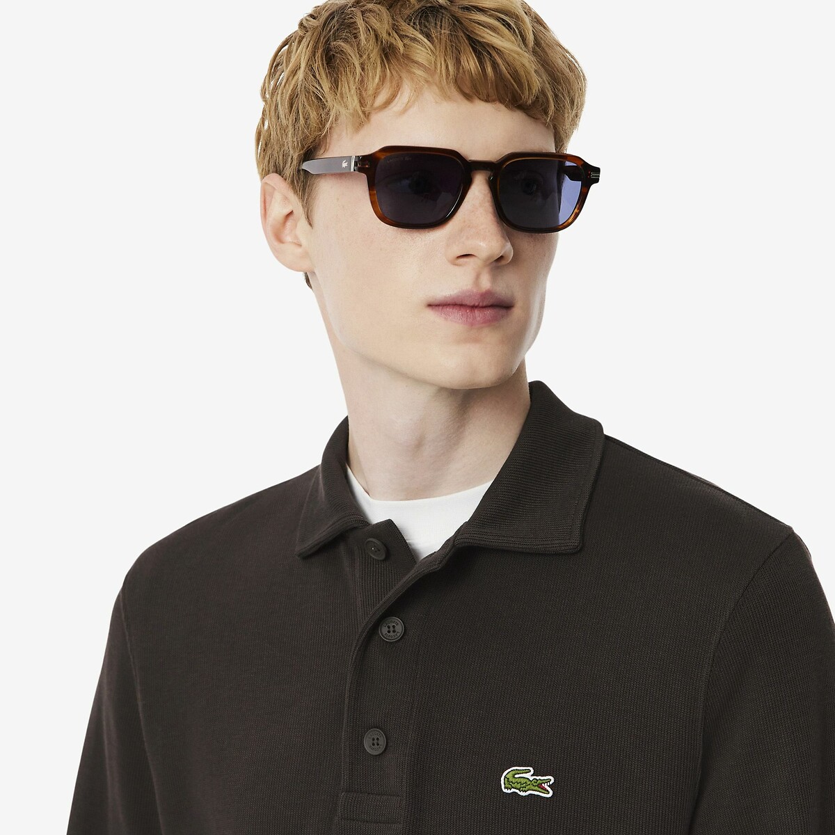 Suéter LACOSTE com gola polo canelada