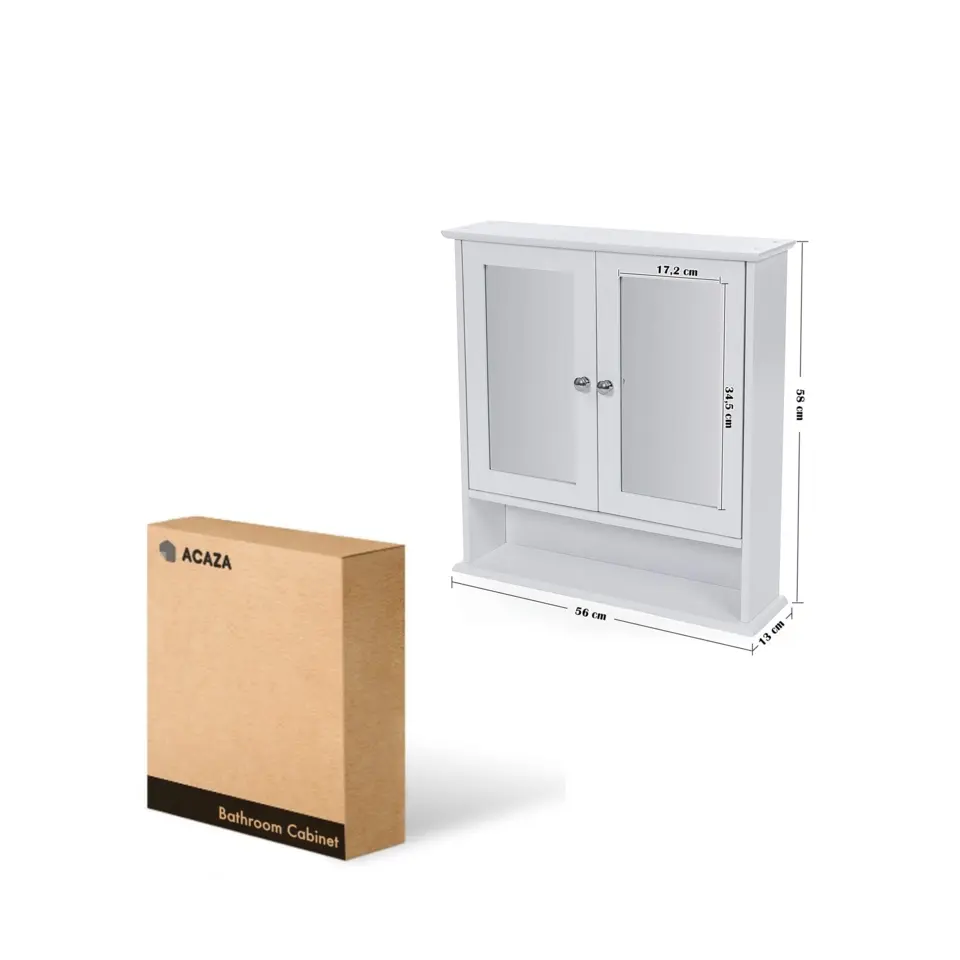 Badkamerkast met twee spiegels - 56x13x58 cm - wit