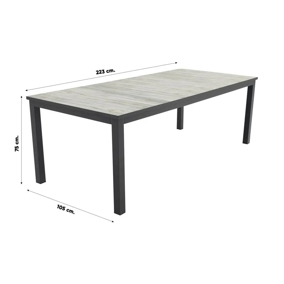 Hartman Comino dining tuintafel 223x105 cm. - Keramiek/Grijs