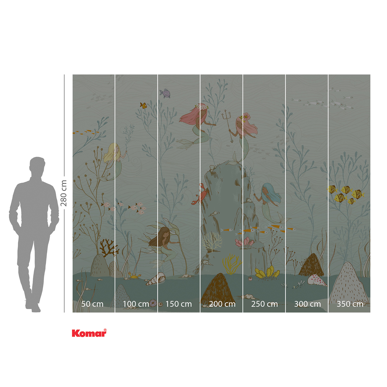 Vlies-Fototapete MERMAIDS - bunt - 350x280 cm