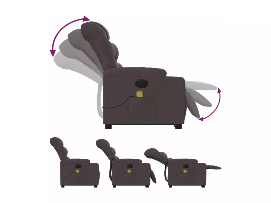 Fauteuil inclinable massant électrique Marron foncé Tissu