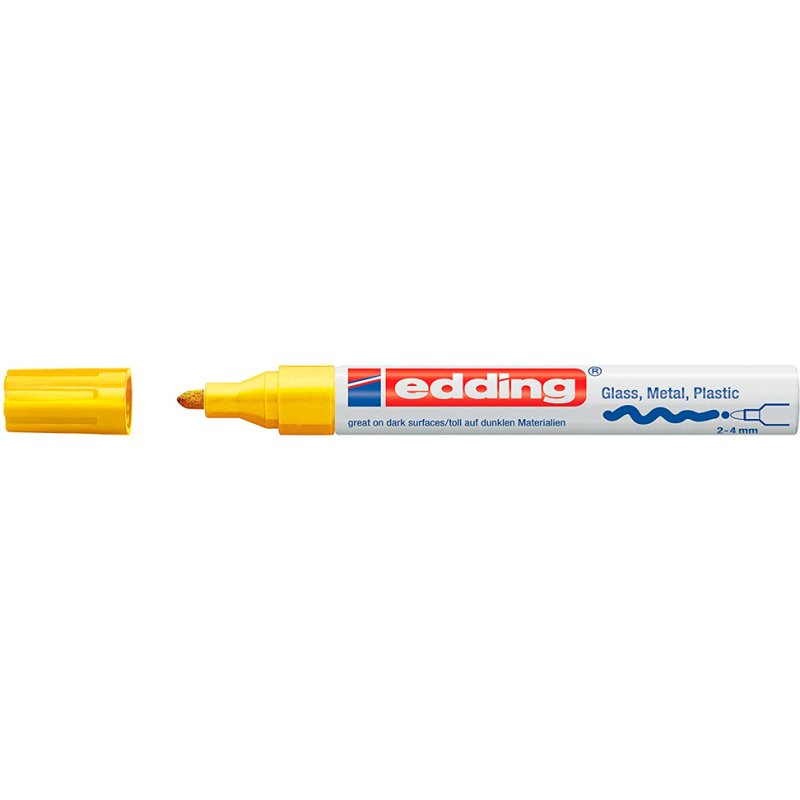 Marqueur edding permanent peinture e750 pointe moyenne 2/4mm encre laquée opaque tous supports résistant chaleur jaune
