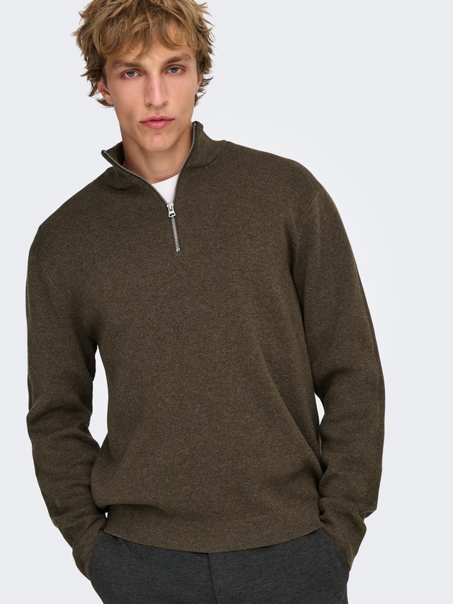 ONLY & SONS Troyer »ONSTING LIFE REG HALF ZIP KNIT NOOS« Baumwolle, regular fit