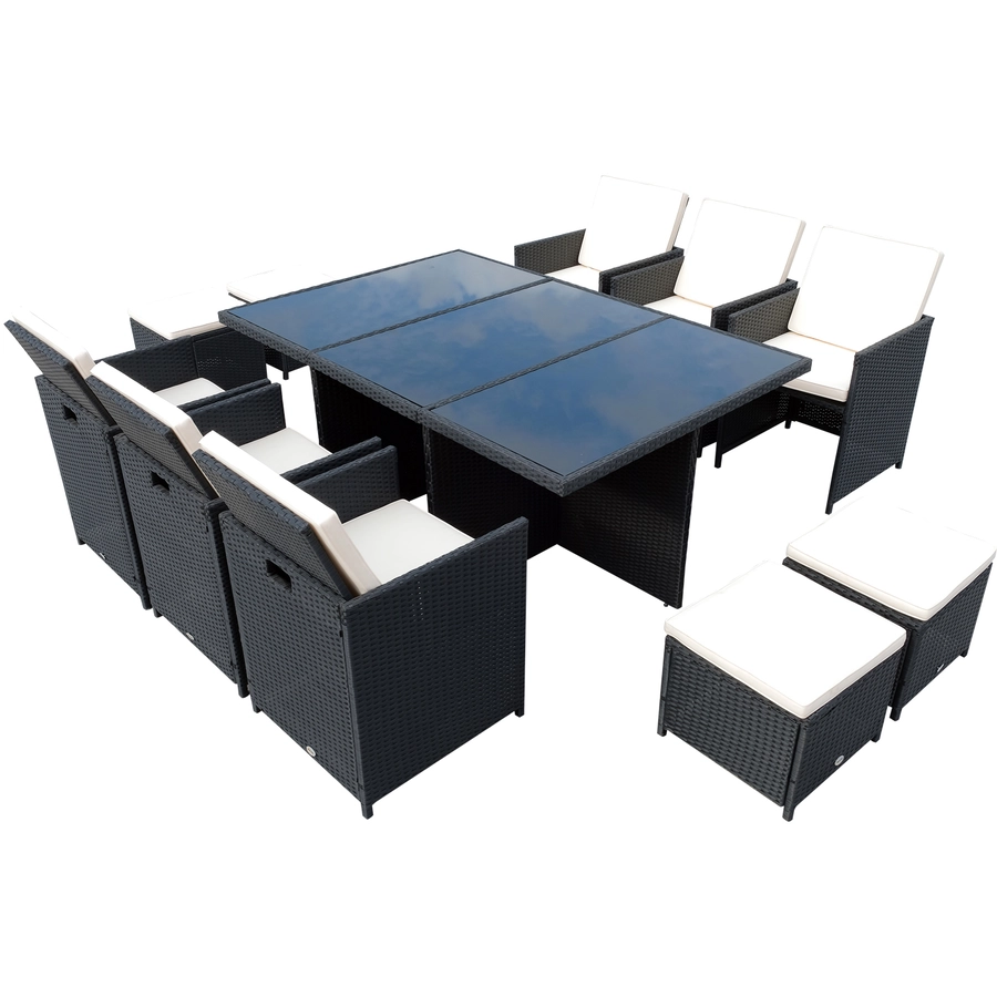 Outsunny Polyrattan Sitzgruppe als 27-tlg. Set schwarz, cremeweiß
