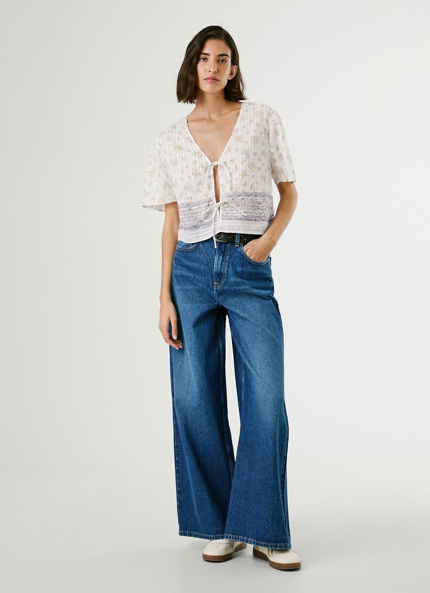 PEPE JEANS<br>Blusa de manga curta com laços