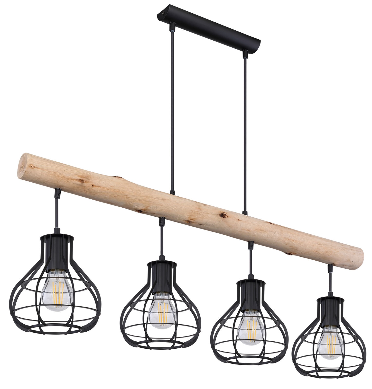 CLASTRA Pendellampe schwarz 15388-4H, B/H/T: 90 x 120 x 18 cm, Metall, Holz